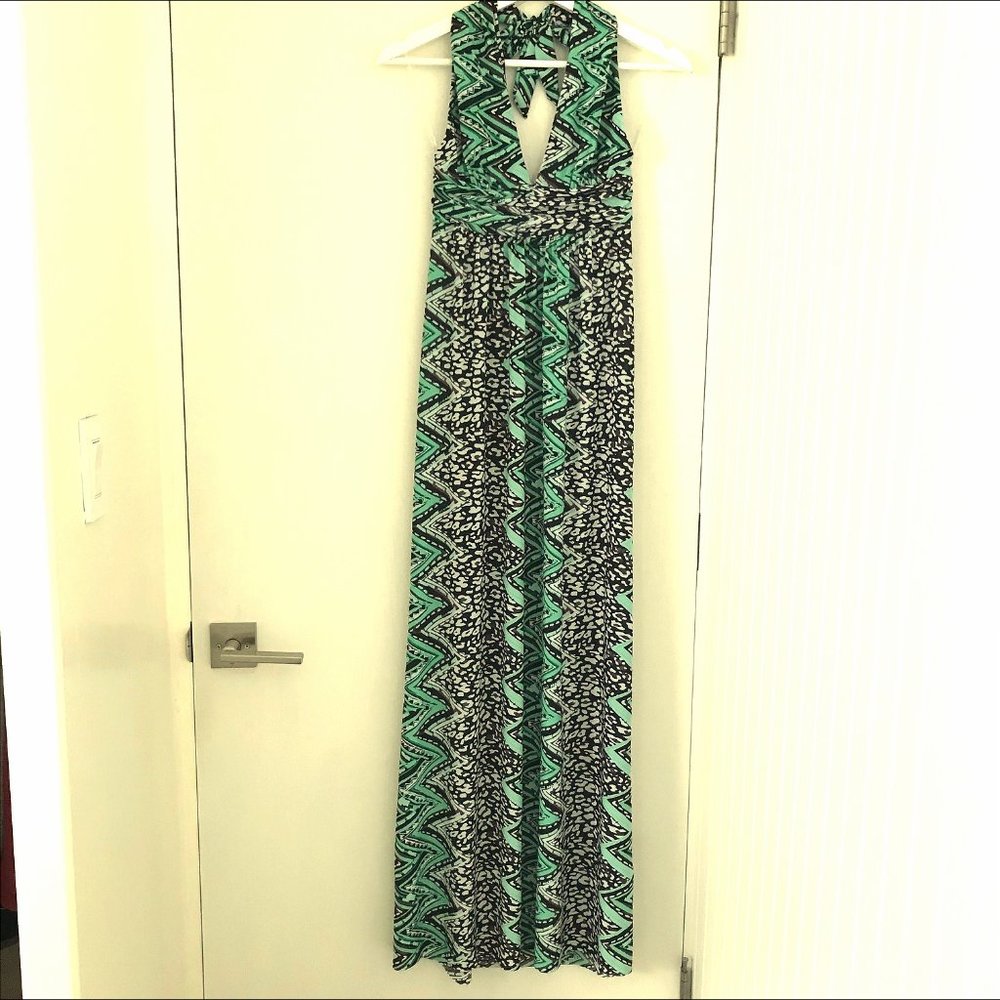 T-Bags Los Angeles Maxi Halter Dress XS Blk/Turq